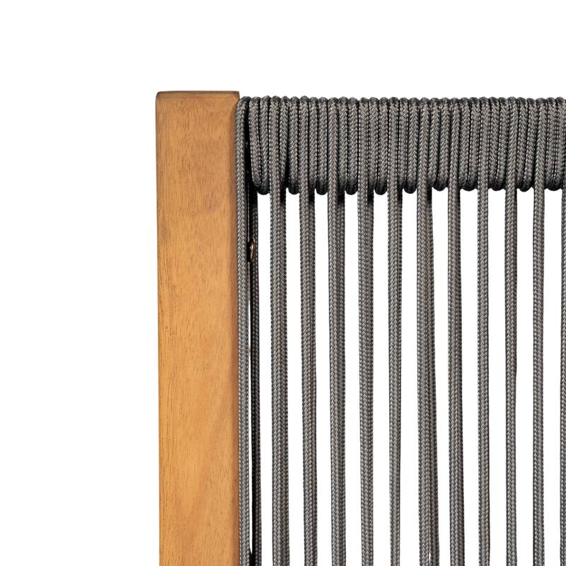 Christopher Knight Home - Ronan Outdoor Acacia Wood Dining Set with Swivel Rope Armchairs & Curved Leg Dining Table, Teak Finish