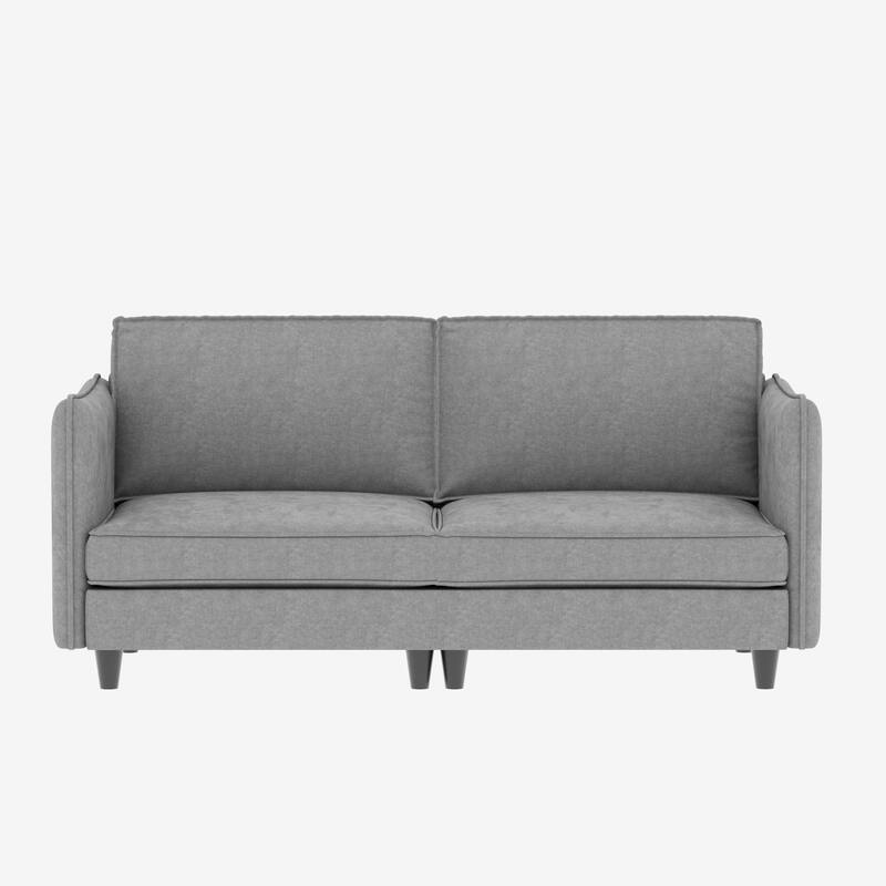 74.27" Fabric 3-Seater Sofa with Pocket Springs, Side Storage and Wood Frame