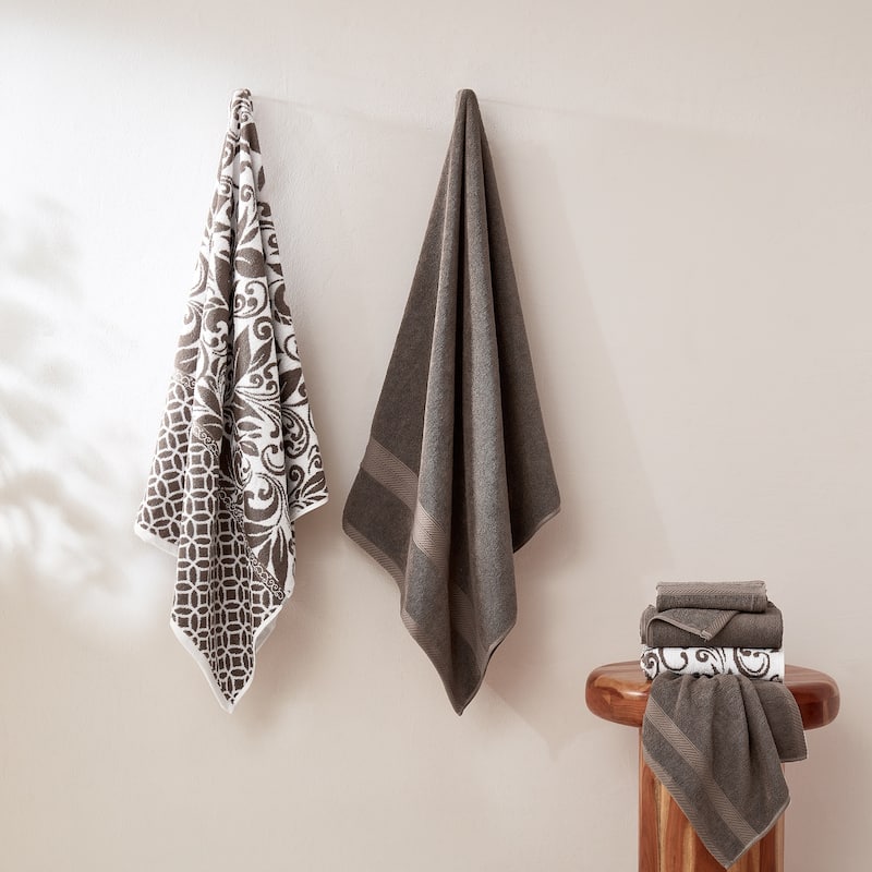 Modern Threads Trefoil Filigree 6 Piece Yarn Dyed Jacquard Towel Set