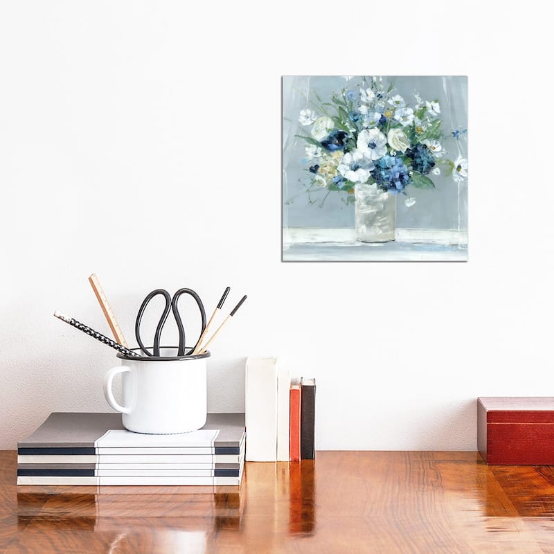 iCanvas "Be Happy Blue" by Sally Swatland Canvas Print - 12x12x1.5