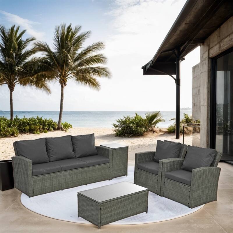5 Set Wicker Furniture,Patio Furniture,Seasonal PE Wicker Furniture