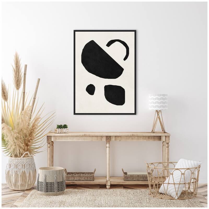 Kate and Laurel Sylvie Black Geometric Abstract 2 Framed Canvas by July Art Prints