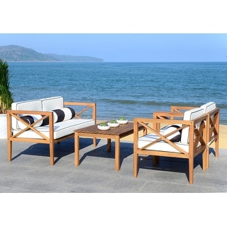 Shop Safavieh Outdoor Living Cushioned Brown Acacia Wood 4 ... Shop Safavieh Outdoor Living Cushioned Brown Acacia Wood 4 ... on Safavieh Outdoor Living Montez 4 Piece Set id=26050