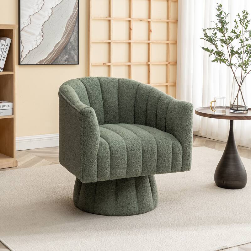 SEYNAR Modern Glam Velvet Upholstered Round Swivel Accent Barrel Chair - Green