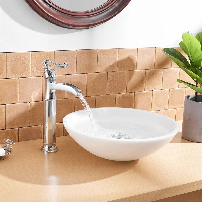 Waterfall Bathroom Vessel Faucet With Drain Assembly Single Handle Bathroon Vessel Sink Faucets One Hole Basin Vanity High Taps