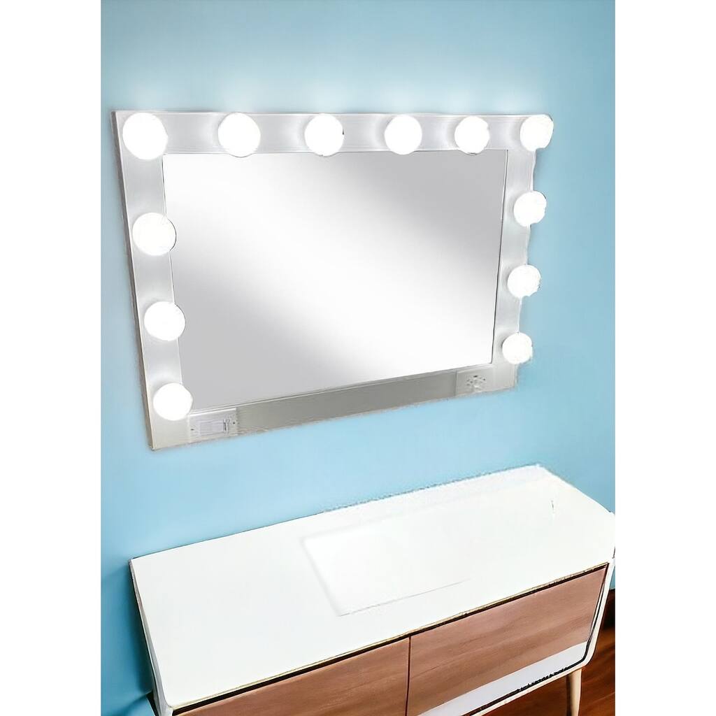 HomeRoots 28" White Wood Framed Accent Mirror