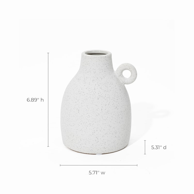 2-Piece White Ceramic Jug Round Vase Set