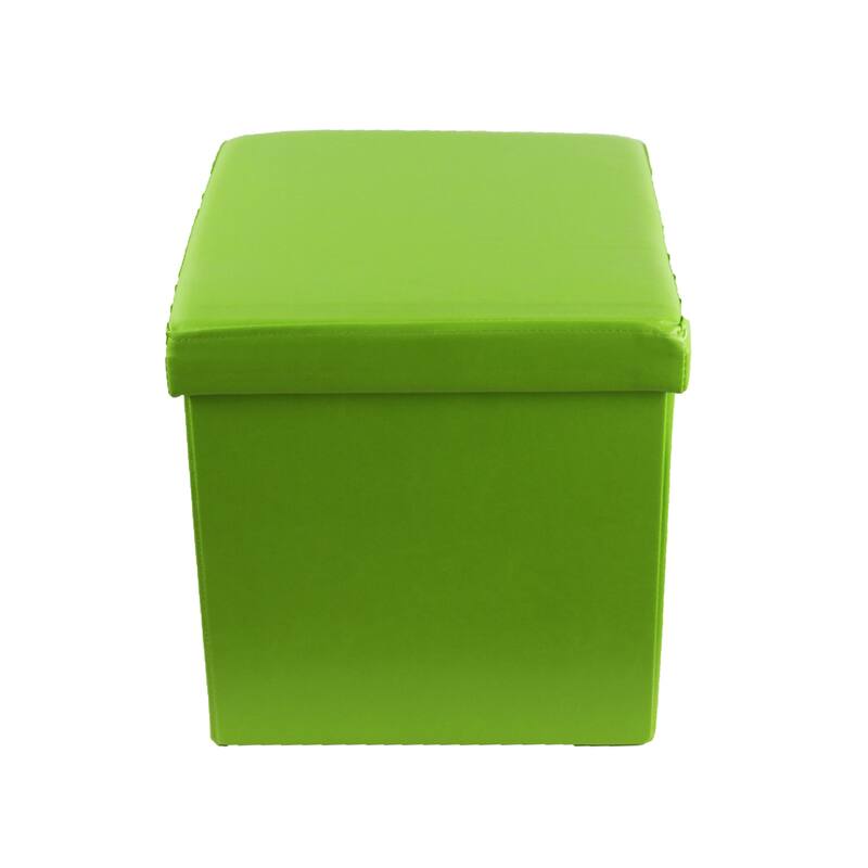 2-in-1 Foldable Faux Leather Pouffe Storage Cube and Ottoman