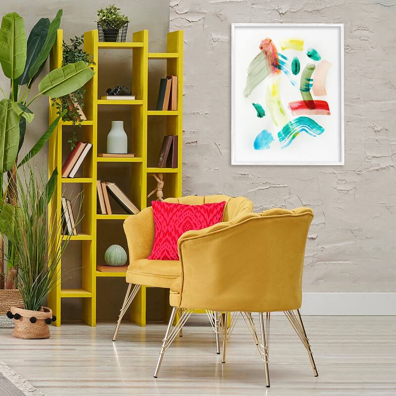Stupell Modern Curved Brush Strokes Framed Giclee Art Design By Gemma Bardot