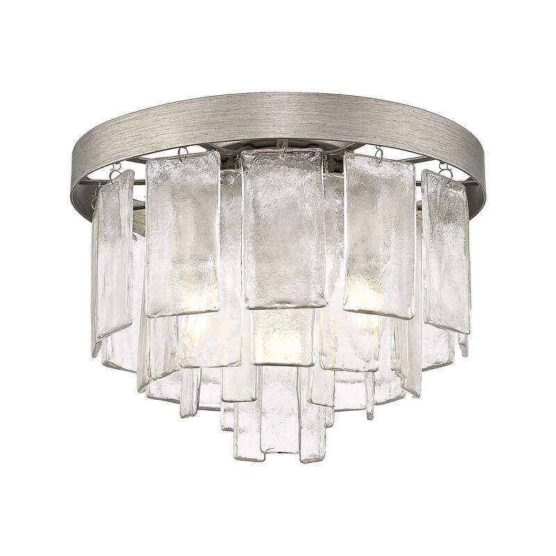 Golden Lighting Ciara 3-light Flush Mount in Peruvian Silver