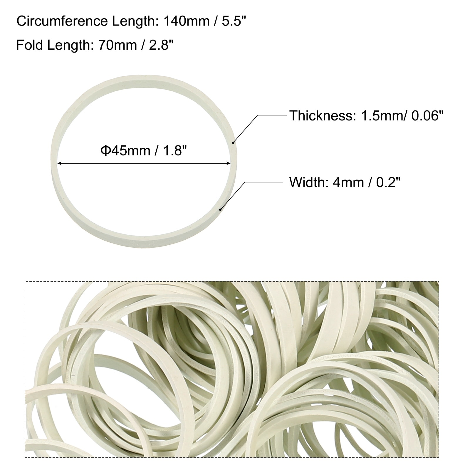 Rubber Band Stretchable Rubber Elastic Band Natural for Home Office - White