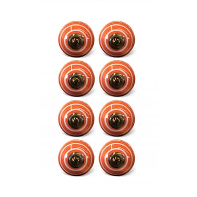 Set of 8 Ceramic Flower Drawer Knobs with Bronze Finish Hand Painted Cabinet Pulls for Decor - 1.5” x 1.5” x 1.5”