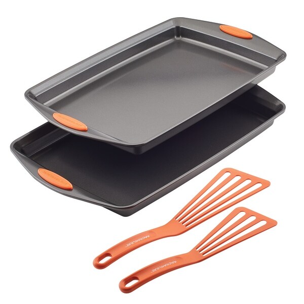 rachael ray 3 piece nonstick bakeware cookie pan set