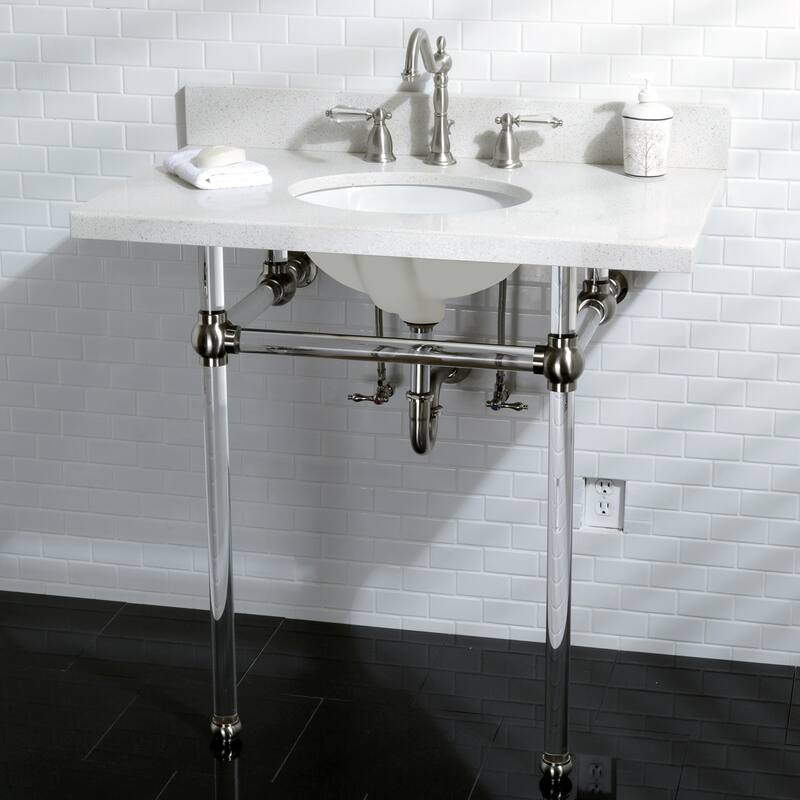 Wilshire Deck Mount Widespread Bathroom Faucet with Brass Pop-Up