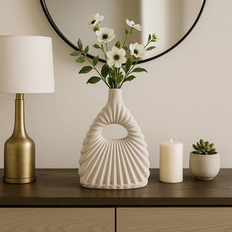 Decorative Vase - Ivory Ceramic Styling