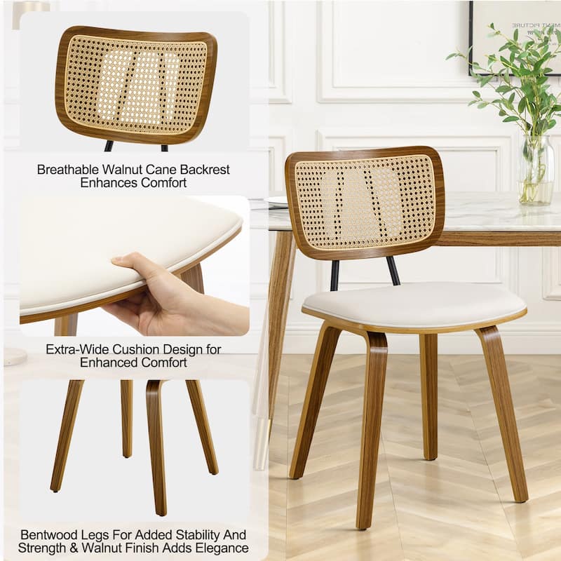 Faux Leather Upholstered Dining Chairs Set of 2/4 with Wood Legs - 32.3"H x 18.5"W x 21.8"D