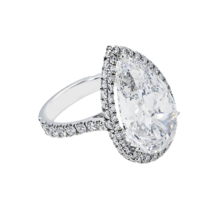 House Of Leon Platinum 13.03ct Pear Diamond Engagement Ring 15.03ctw GIA