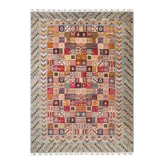 Hand Knotted Bohemian Tribal Wool Gray Area Rug - 5' 8" x 7' 9"