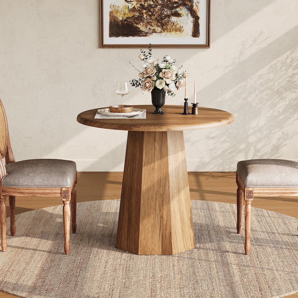 31.5" Round Dining Table for 4, Wood Kitchen Table for Dining Room