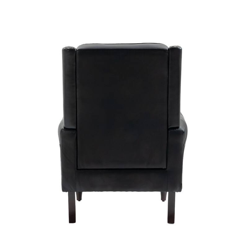 Modern Wood Frame Accent Armchair - Supportive PU Leather Lounge Chair for Living Room & Bedroom