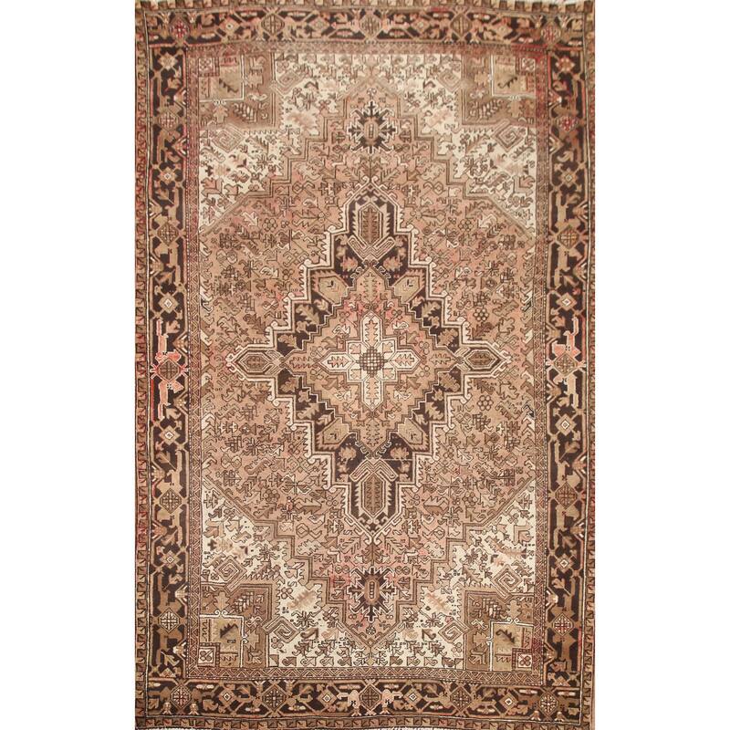 Hand Knotted Oriental 100% Wool Carpet Traditional Medallion Pink Heriz Area Rug - 11' 5'' X 8' 4''