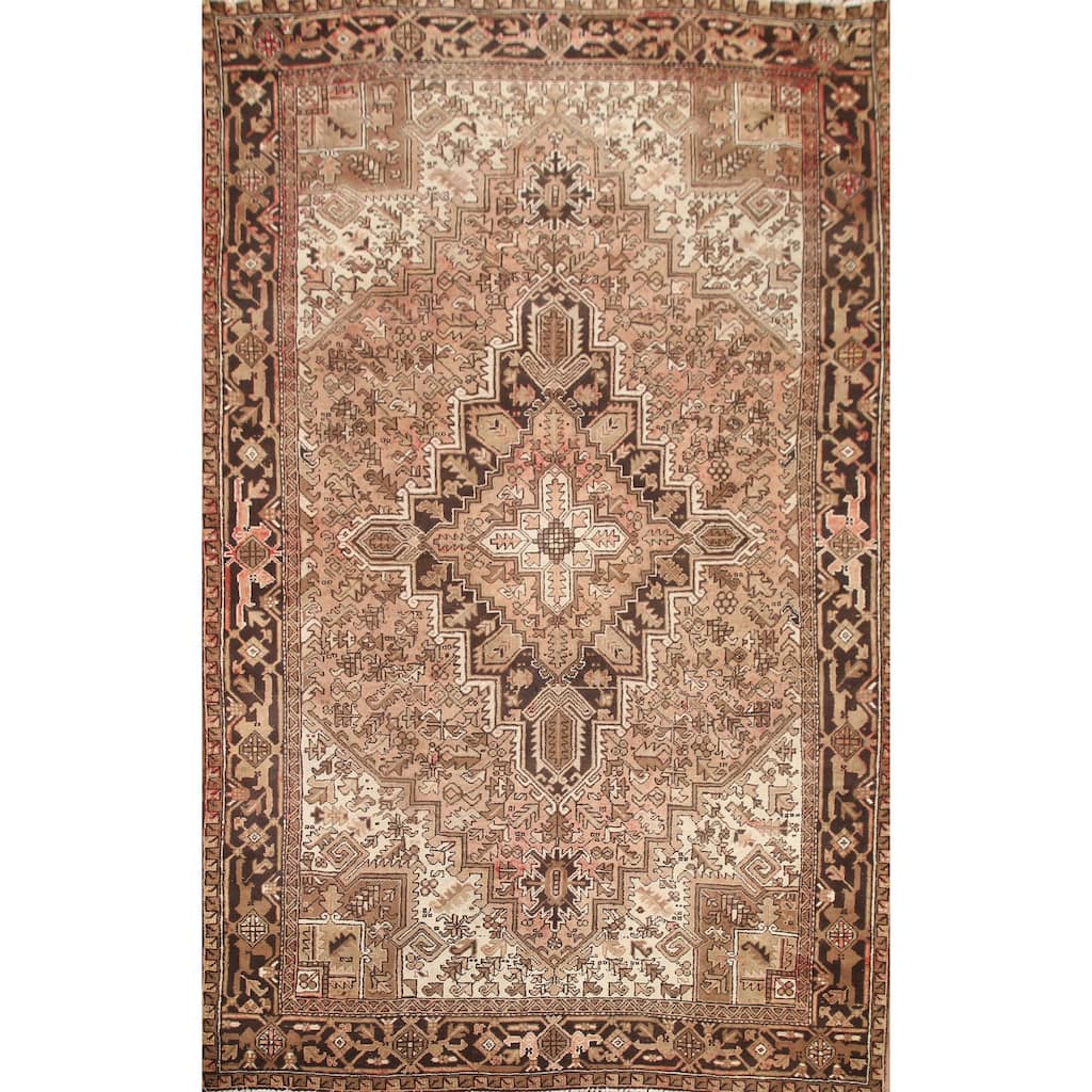 Hand Knotted Oriental 100% Wool Carpet Traditional Medallion Pink Heriz Area Rug - 11' 5'' X 8' 4''