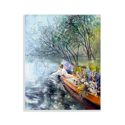 Stupell Woman in Floral Filled Boat Wall Plaque Art Design By Lucille Lee