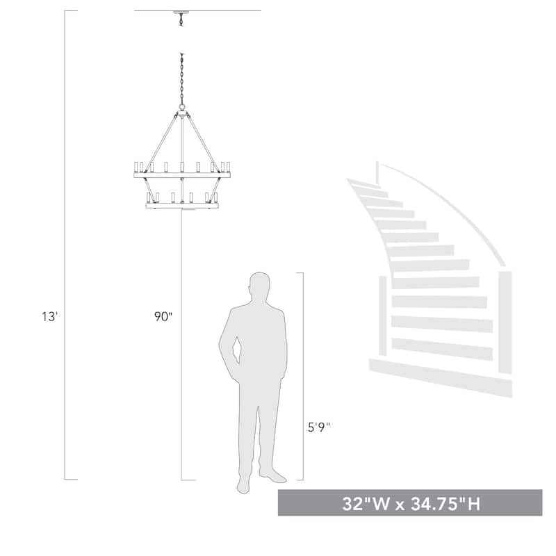 Alastair 2 Tier - 15 Light Chandelier - 35x34.75"