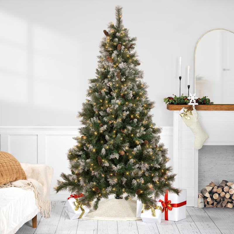 Snow Valley Pine Artificial Christmas Tree 7.5' Clear Lights - 7.5 Foot