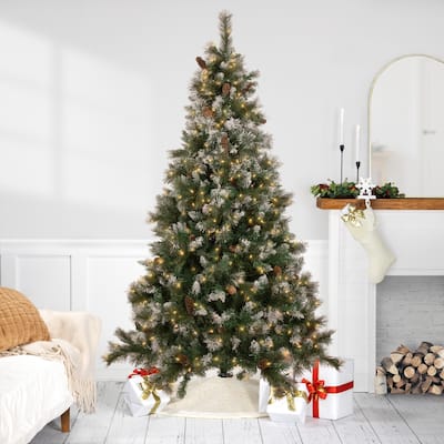 Snow Valley Pine Artificial Christmas Tree 7.5' Clear Lights - 7.5 Foot
