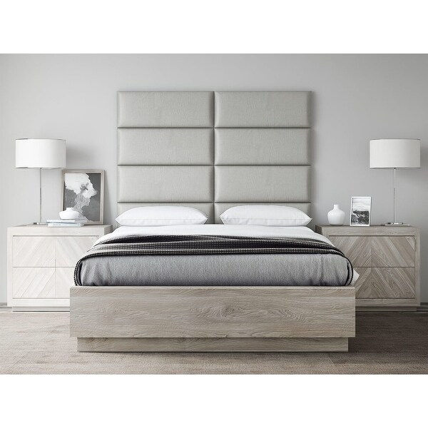 VANT Upholstered Headboards - Accent Wall Panels - Vintage Leather Light Grey - Queen-Full - Set of 4 panels