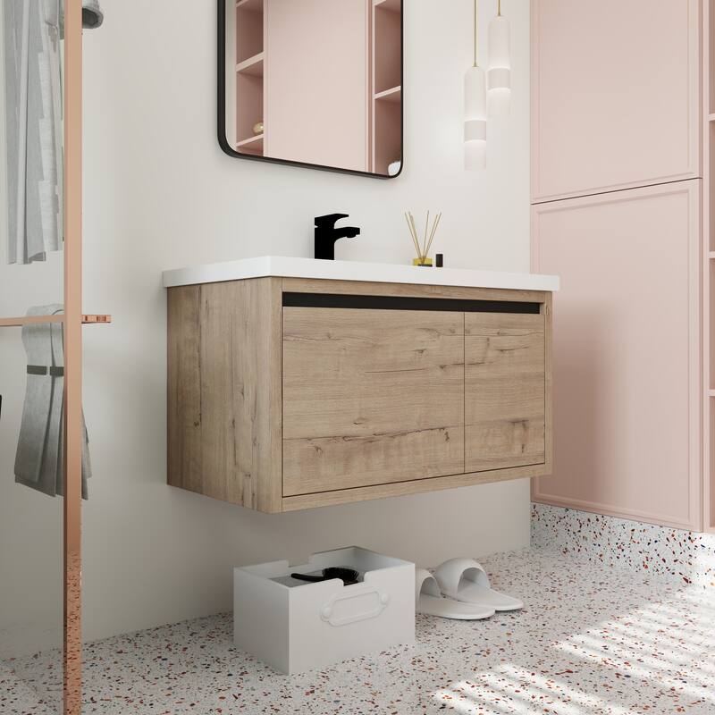 Beingnext 24"/30"/48" Bathroom Vanity with Sink, Floating Bathroom Vanity With Soft Close Door