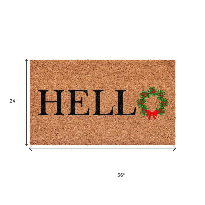 HomeRoots 24" X 36" Brown Black And Green Christmas Outdoor Coir Door Mat - 24.00' X '36.00