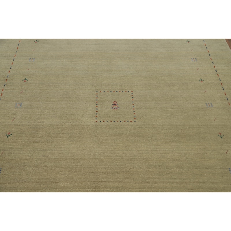 Hand Knotted Oriental 100% Wool Carpet Tribal Animal Pictorial Beige & Ivories Gabbeh Area Rug - 8' 0'' X 5' 7''