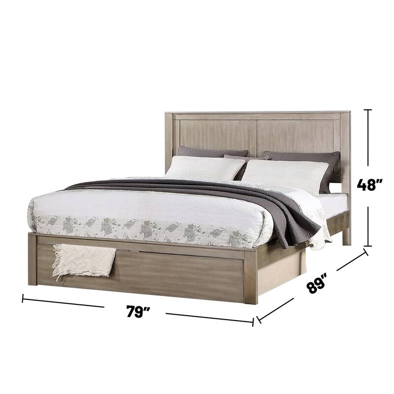 Wooden Bed with 1 Storage Drawer in Light Tan