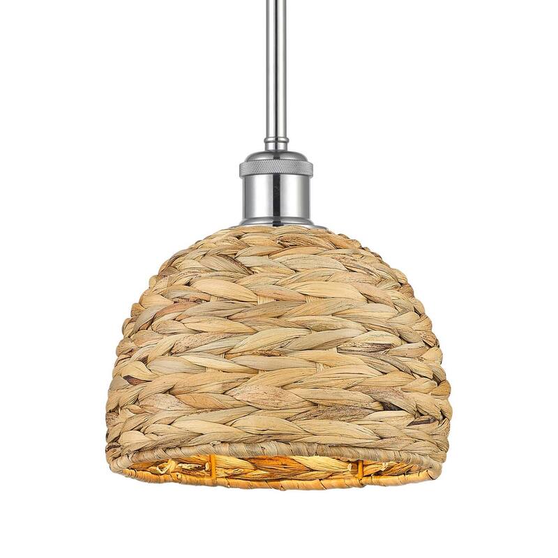 Innovations Lighting 516-1S-9-8 Woven Rattan Pendant Woven Rattan 8" - Polished Chrome / Natural