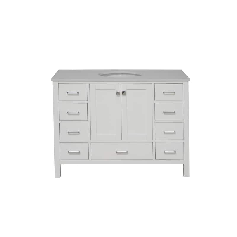 KitchenBathCollection Horizon 48" Bathroom Vanity with Engineered White Top