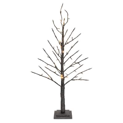 LED Lighted Glittered Christmas Twig Tree - 36" - Black