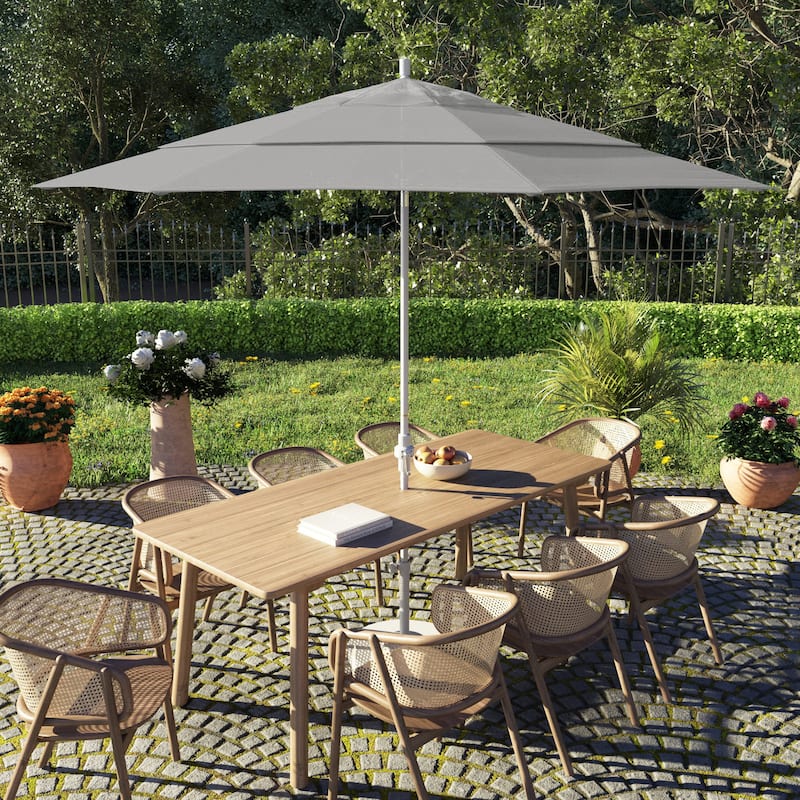 California Umbrella 11' Rd. Alum/Fiberglass Rib Patio Umb,Crank Lift/Collar Tilt, Dbl Wind Vent, White Finish, Sunbrella Fabric - Granite