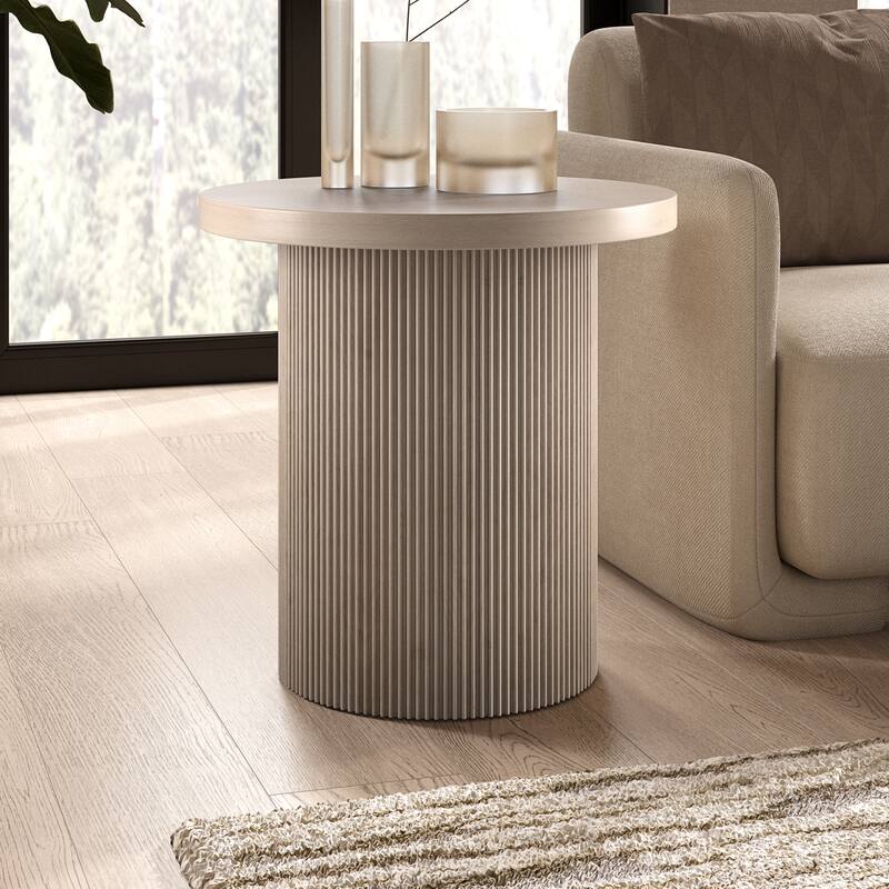 Isa 22" Wide Round Fluted Side Table - 22" Wide