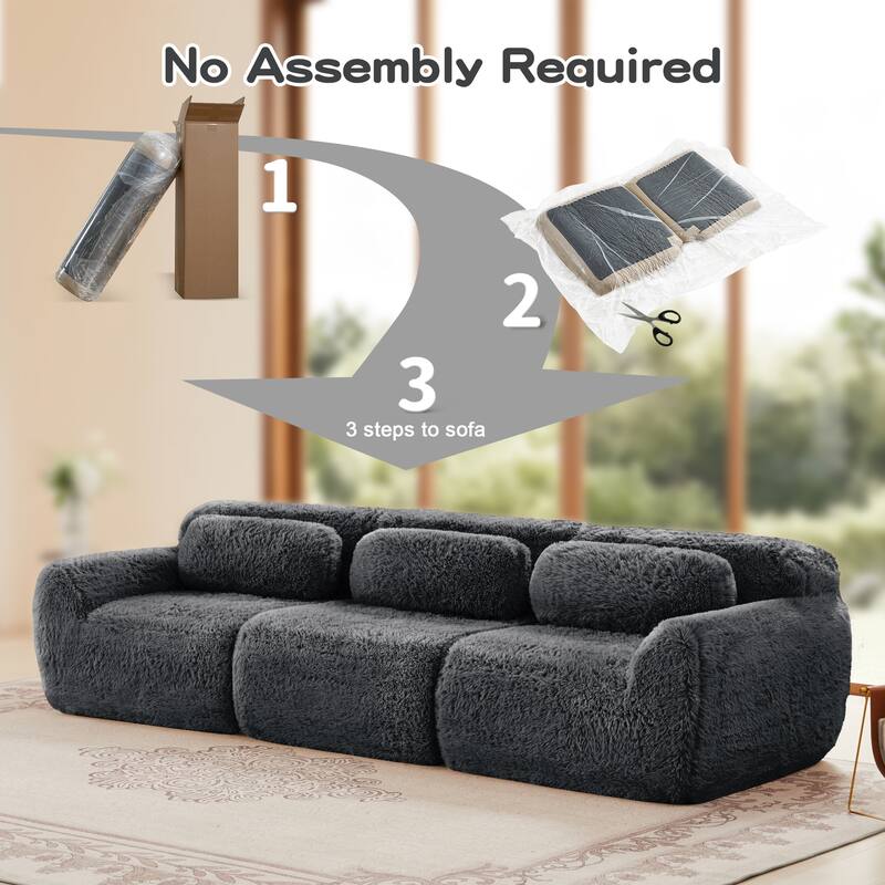 Anmytek 114'' Modern Modular Sectional Sofa - Soft Fluffy Plush Fabric Ergonomic Design Vacuum Compressed