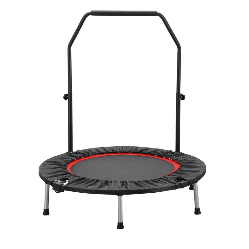 Zenova 40inch Mini Trampoline Foldable Exercise Trampoline with Adjustable Foam Handle for Kids & Adults - Red