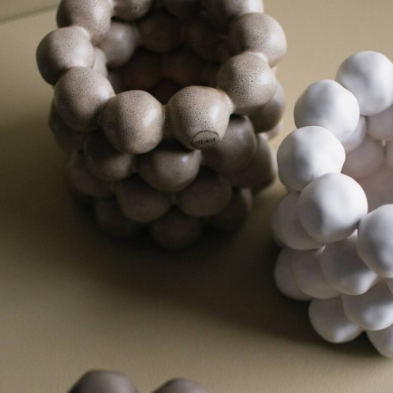 Rounded Ceramic Candle Holder - 6.75" - Beige