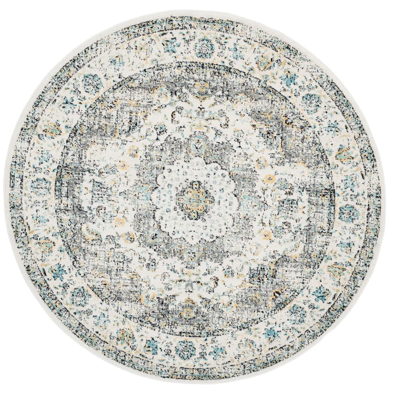 SAFAVIEH Evoke Annabel Vintage Shabby Chic Oriental Rug - 5'3" Round - Grey/Gold - Round