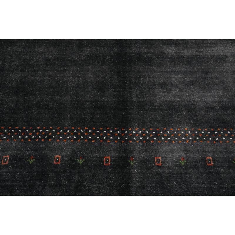 Hand Knotted Oriental 100% Wool Carpet Tribal Animal Pictorial Greys & Charcoal Gabbeh Area Rug - 8' 0'' X 7' 11''