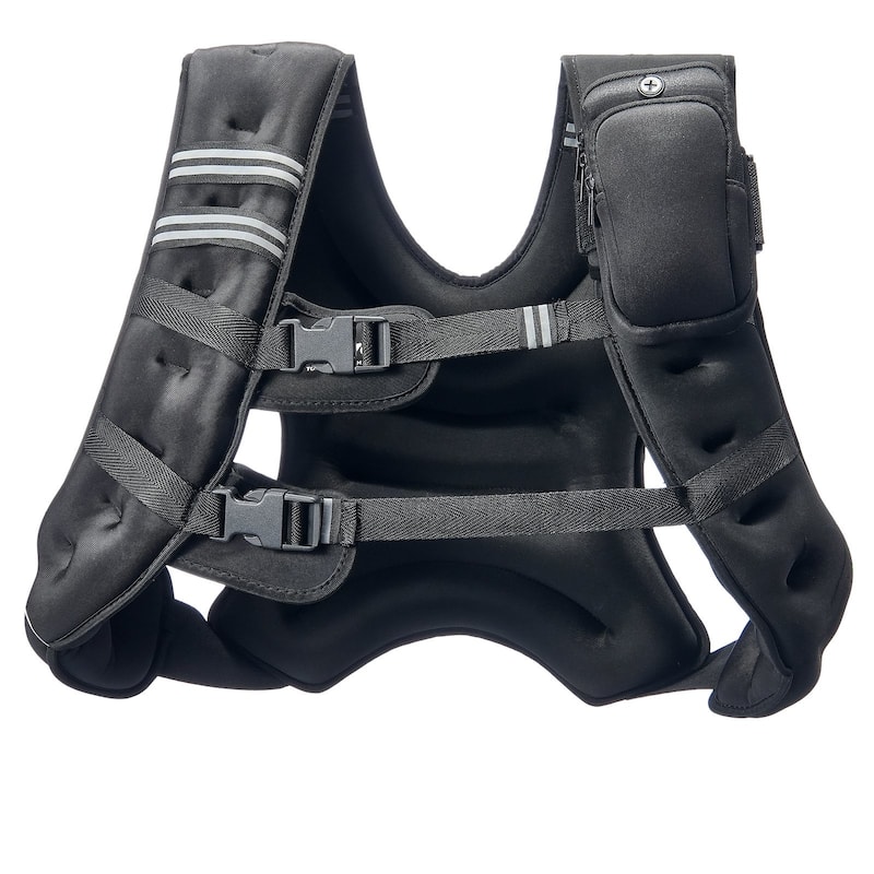 Black Neoprene Weighted Vest 30lbs with Pockets and Reflective Strips