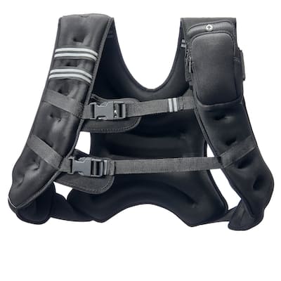 Black Neoprene Weighted Vest 30lbs with Pockets and Reflective Strips