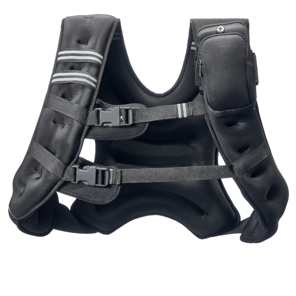 Black Neoprene Weighted Vest 30lbs with Pockets and Reflective Strips
