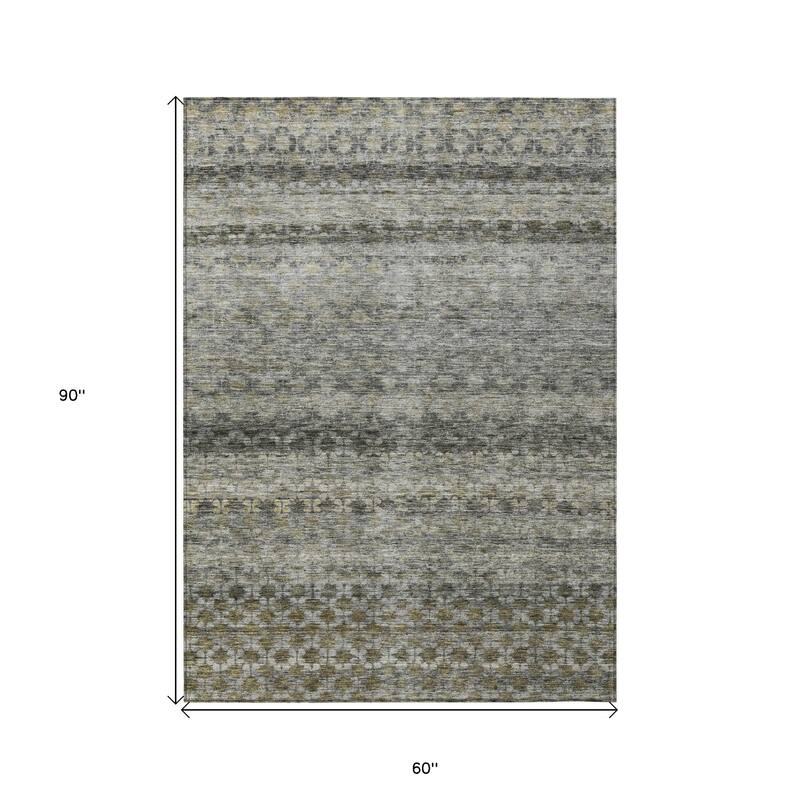 HomeRoots Striped Transitional Rectangle Outdoor Rug