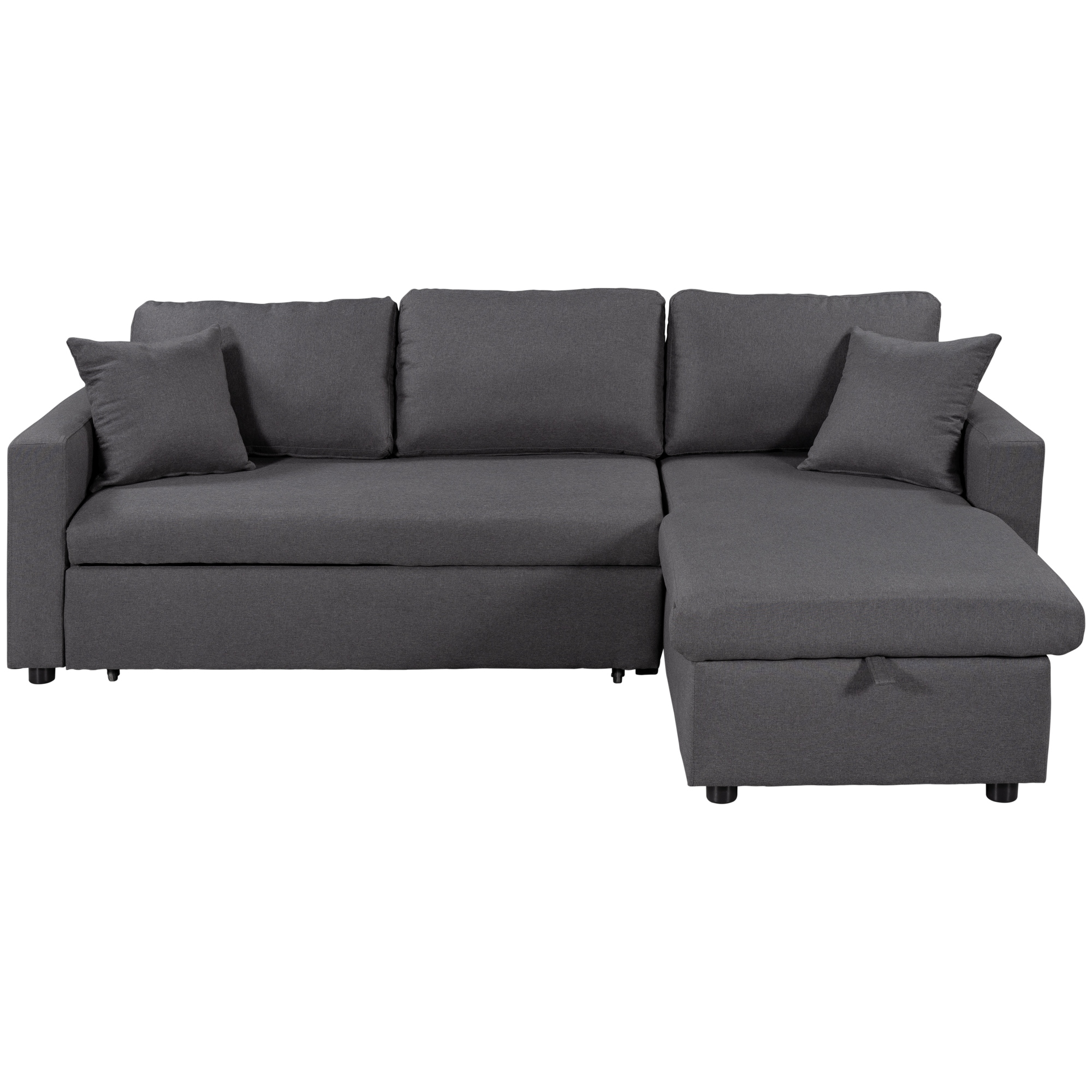 Clihome Upholstery Sleeper Sectional Sofa Grey with Storage Space Option 2